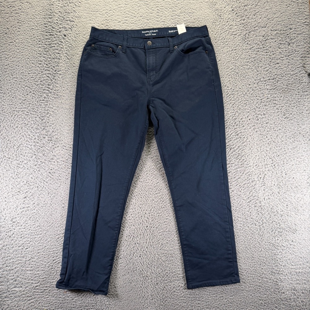 Banana Republic Travel Jeans‎ Men's 35x27 Blue Cotton Denim Straight Leg Stretch